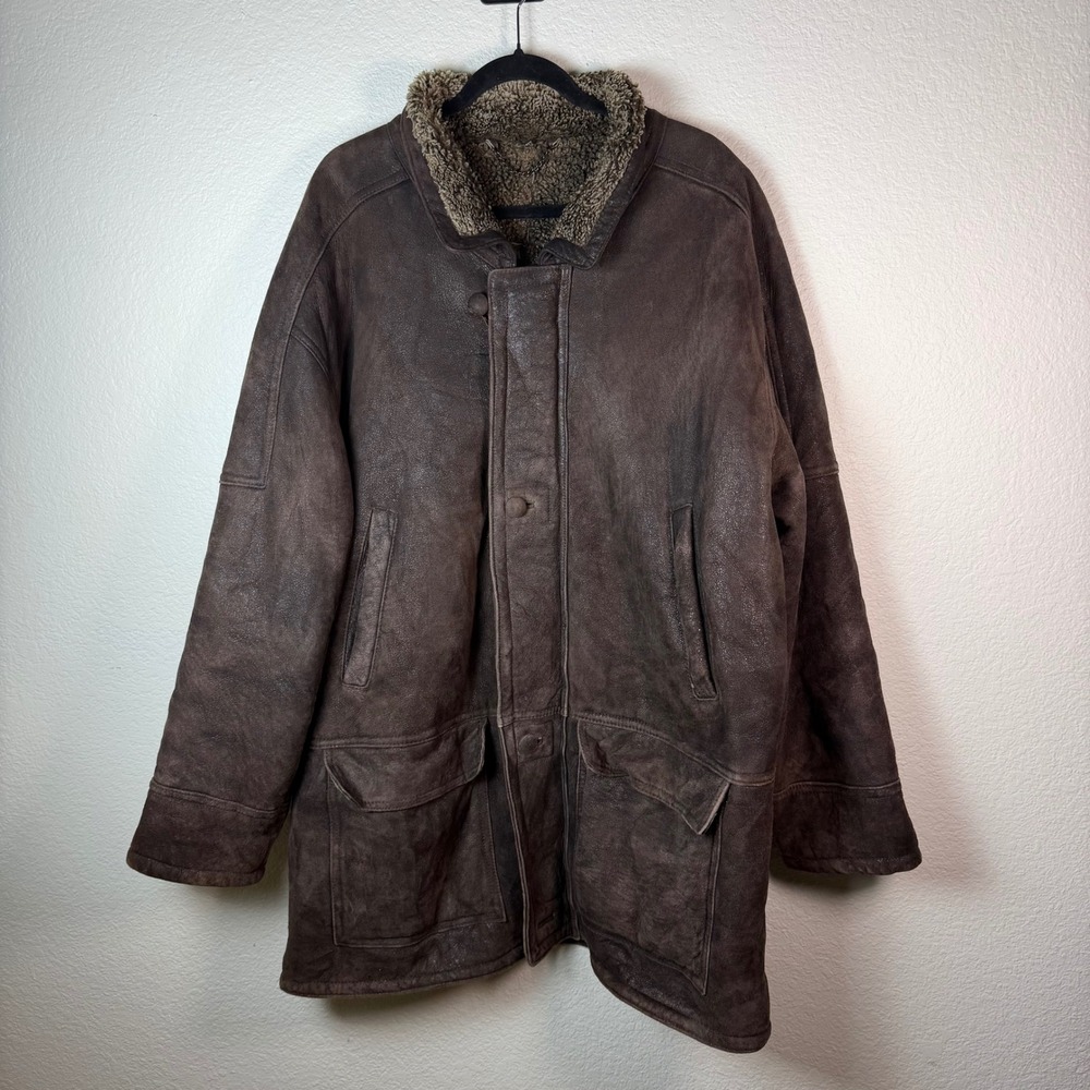 Genuine Sheepskin Leather Coat Oversized Shearling Brown France Quite Luxury